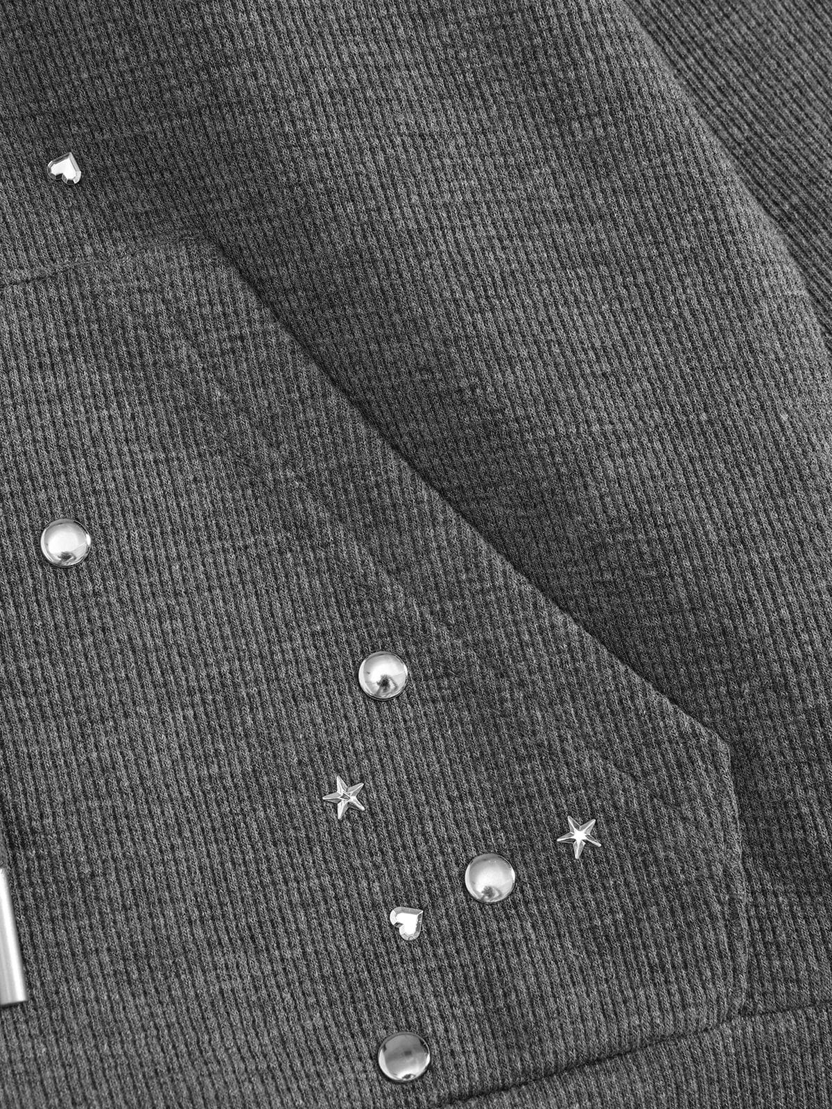 Studded Zip Up Hoodie Grey - Aelfric Eden