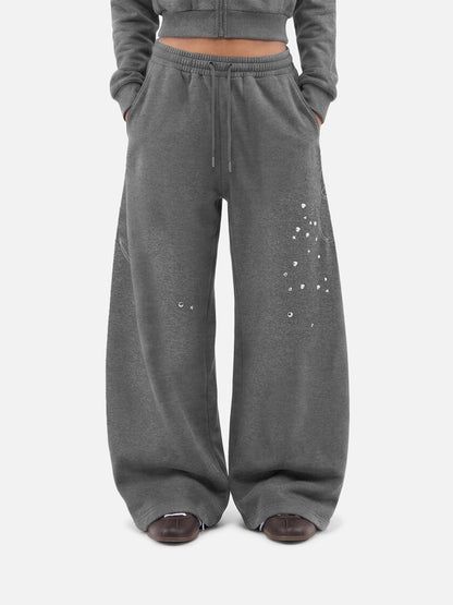 Studded Baggy Barrel Sweatpants Grey - Aelfric Eden