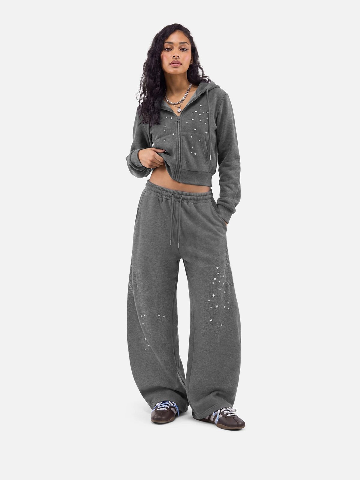 Studded Baggy Barrel Sweatpants Grey - Aelfric Eden