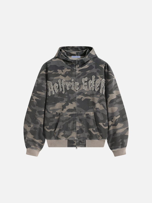 Boxy CAMO Zip Up Hoodie Camouflage - Aelfric Eden