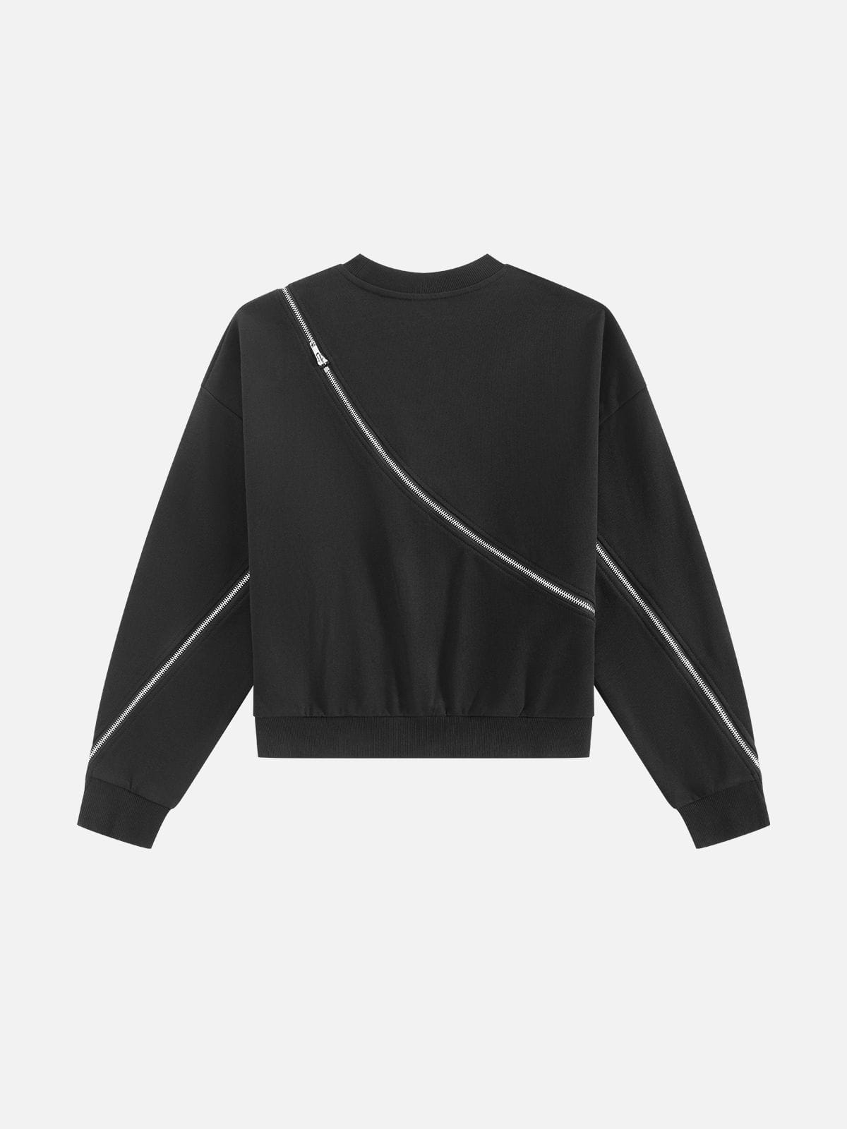 Diagonal Zip Panel Sweatshirt Black - Aelfric Eden