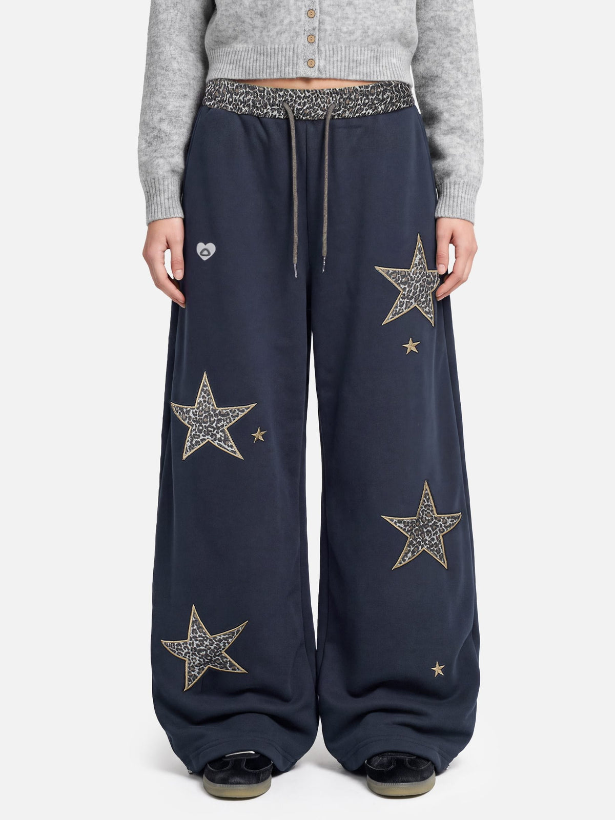 [Pre-Order] Leopard Star Baggy Barrel Sweatpants Dark Blue - Aelfric Eden