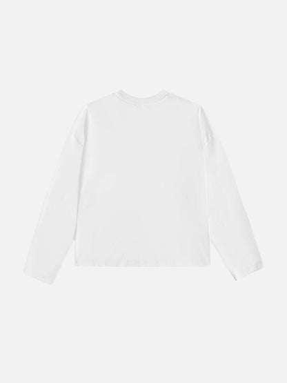 Boxy Script Long Sleeve Tee White - Aelfric Eden