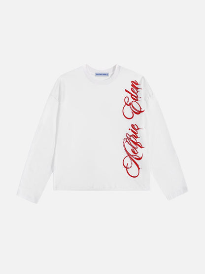 Boxy Script Long Sleeve Tee White - Aelfric Eden