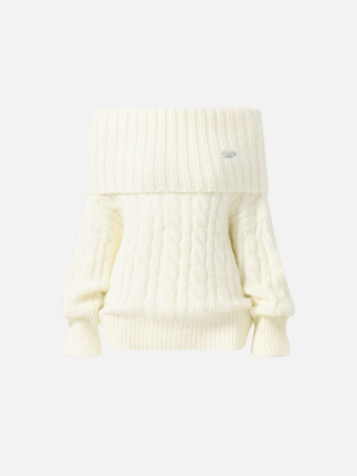 Cable Knit Off-The-Shoulder Sweater Pink - Aelfric Eden