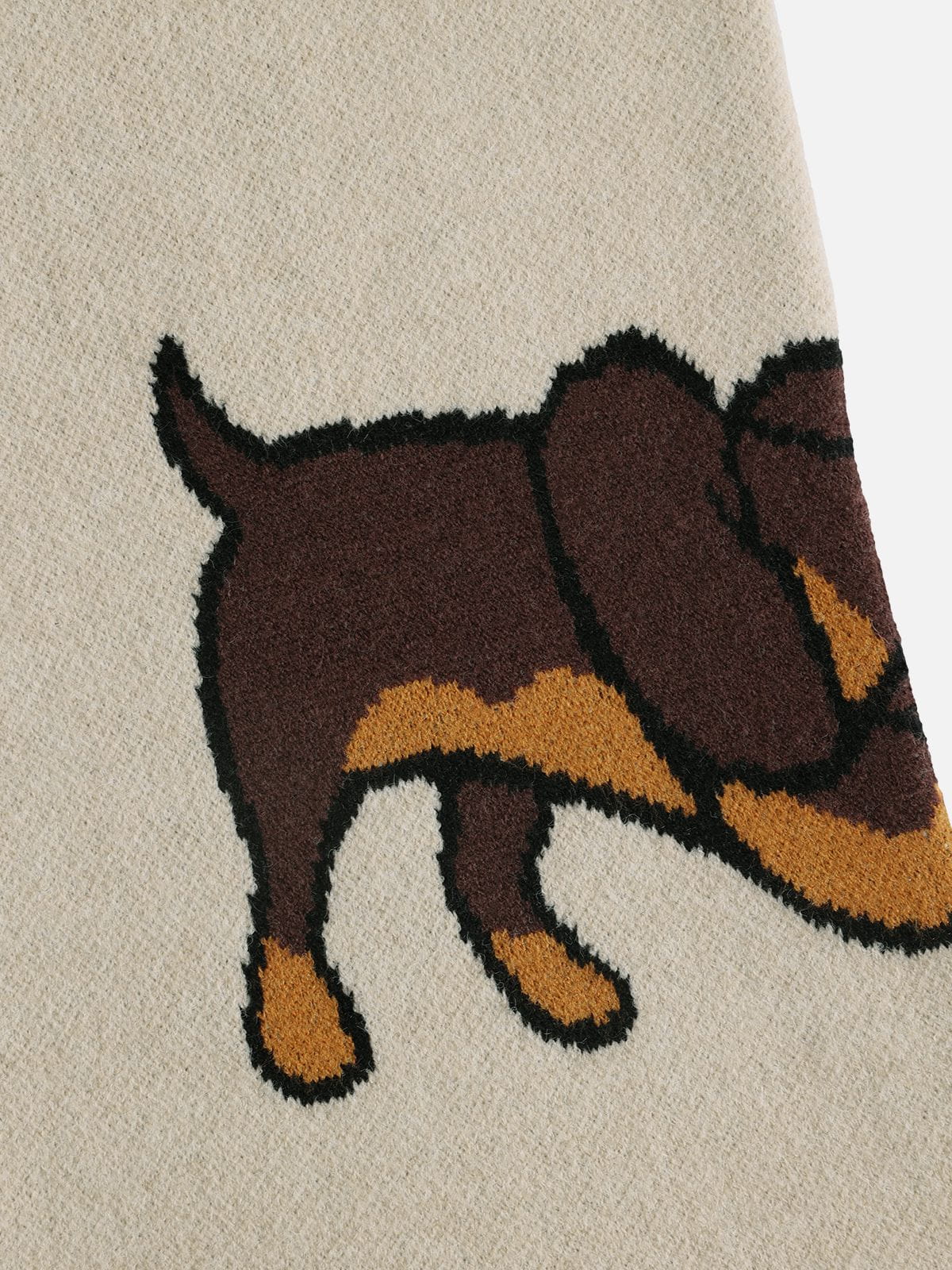 [Pre-Order] Dachshund Jacquard Knit Pants Apricot - Aelfric Eden
