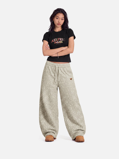 Leopard Texture Sweatpants Apricot - Aelfric Eden