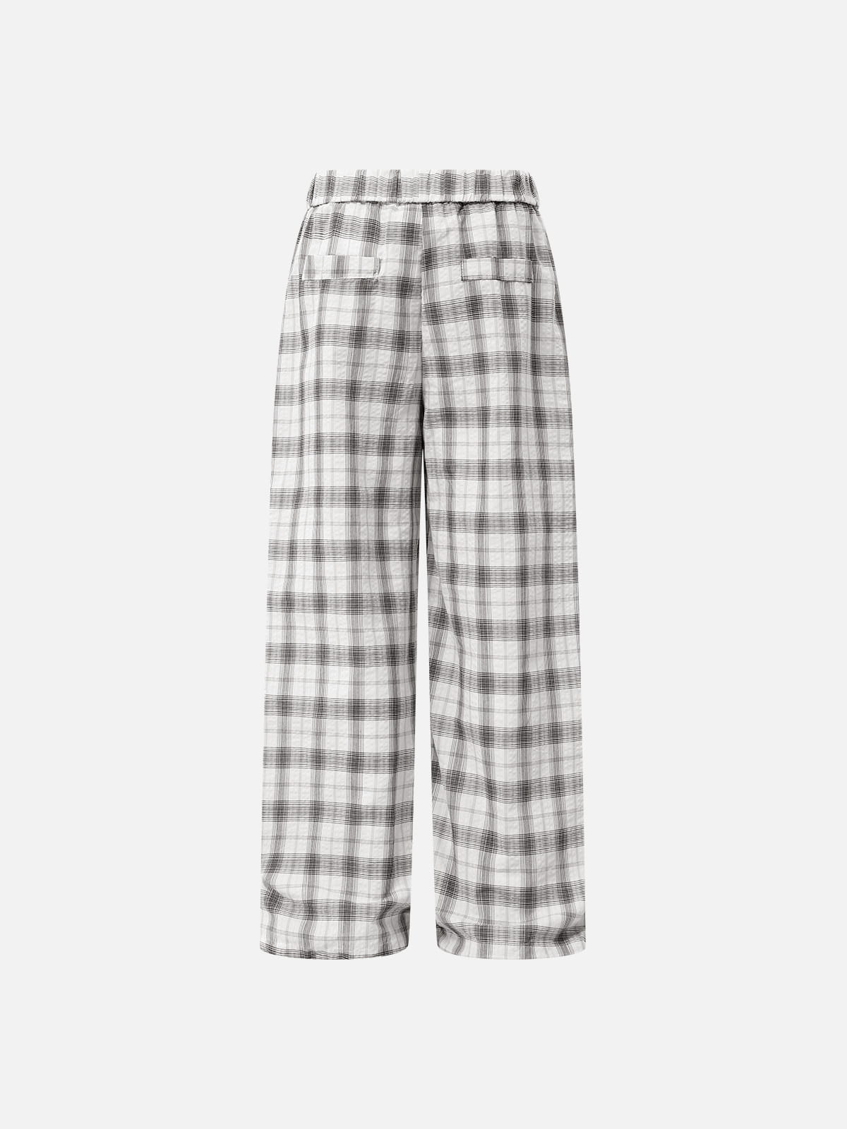 Plaid Button Fly Pants White - Aelfric Eden
