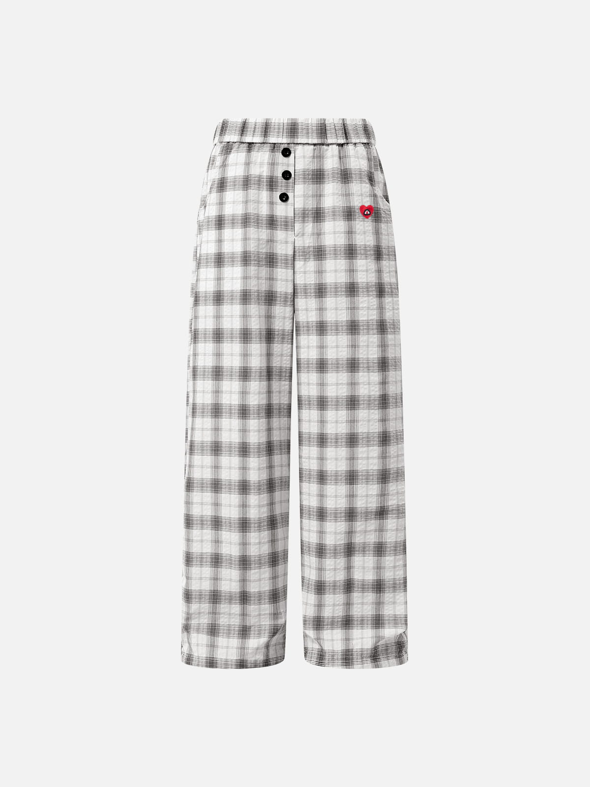 Plaid Button Fly Pants White - Aelfric Eden