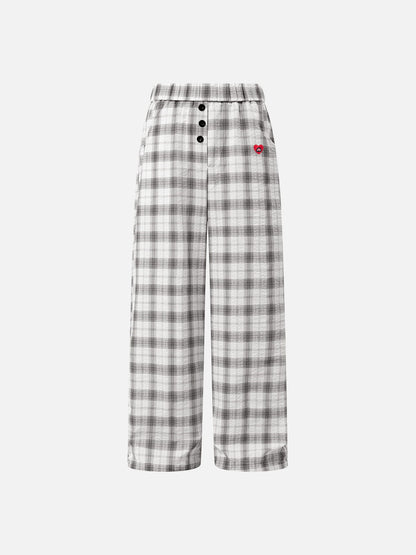 Plaid Button Fly Pants White - Aelfric Eden