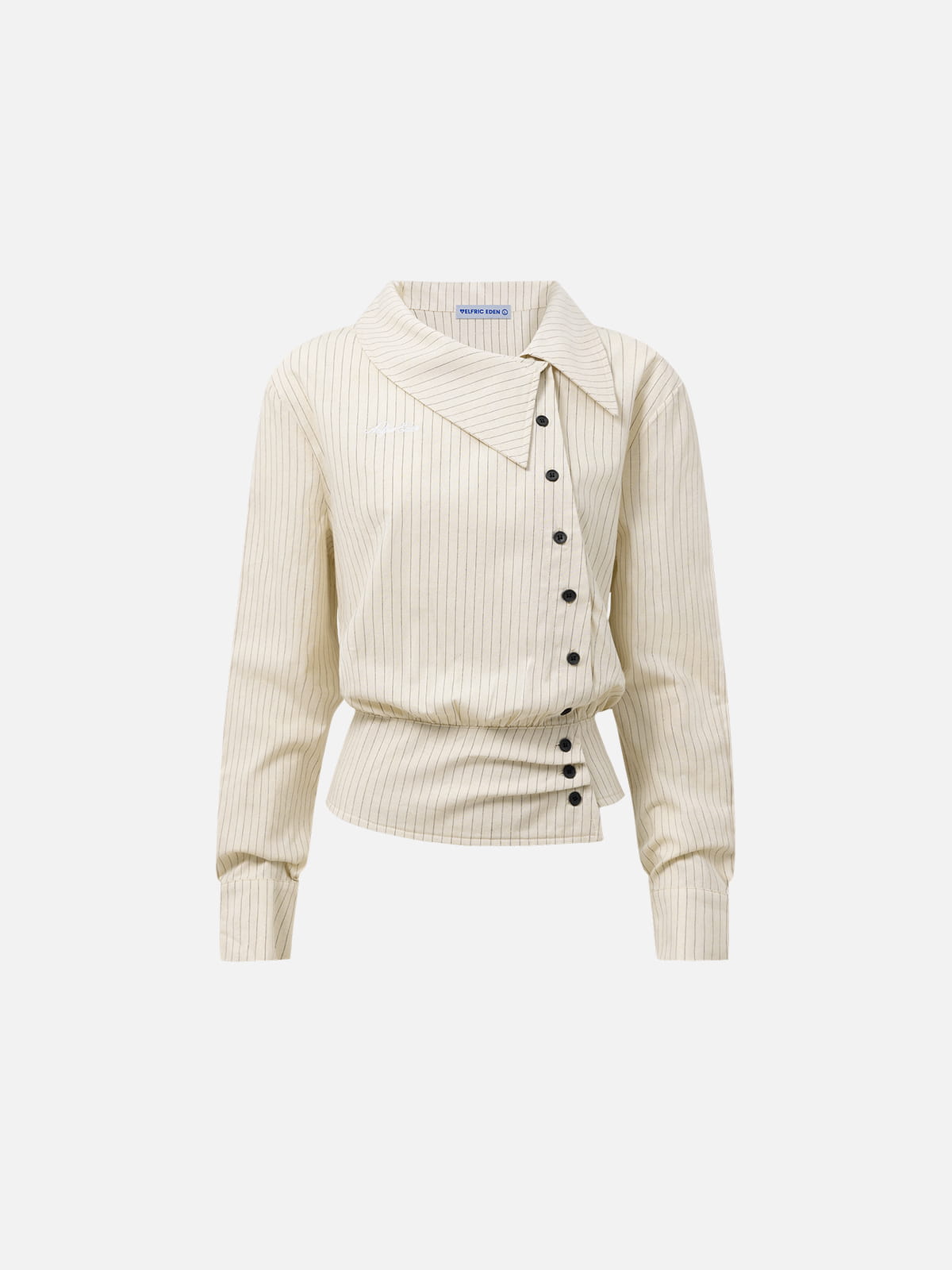 Asymmetric Button Long Sleeve Shirt Apricot - Aelfric Eden