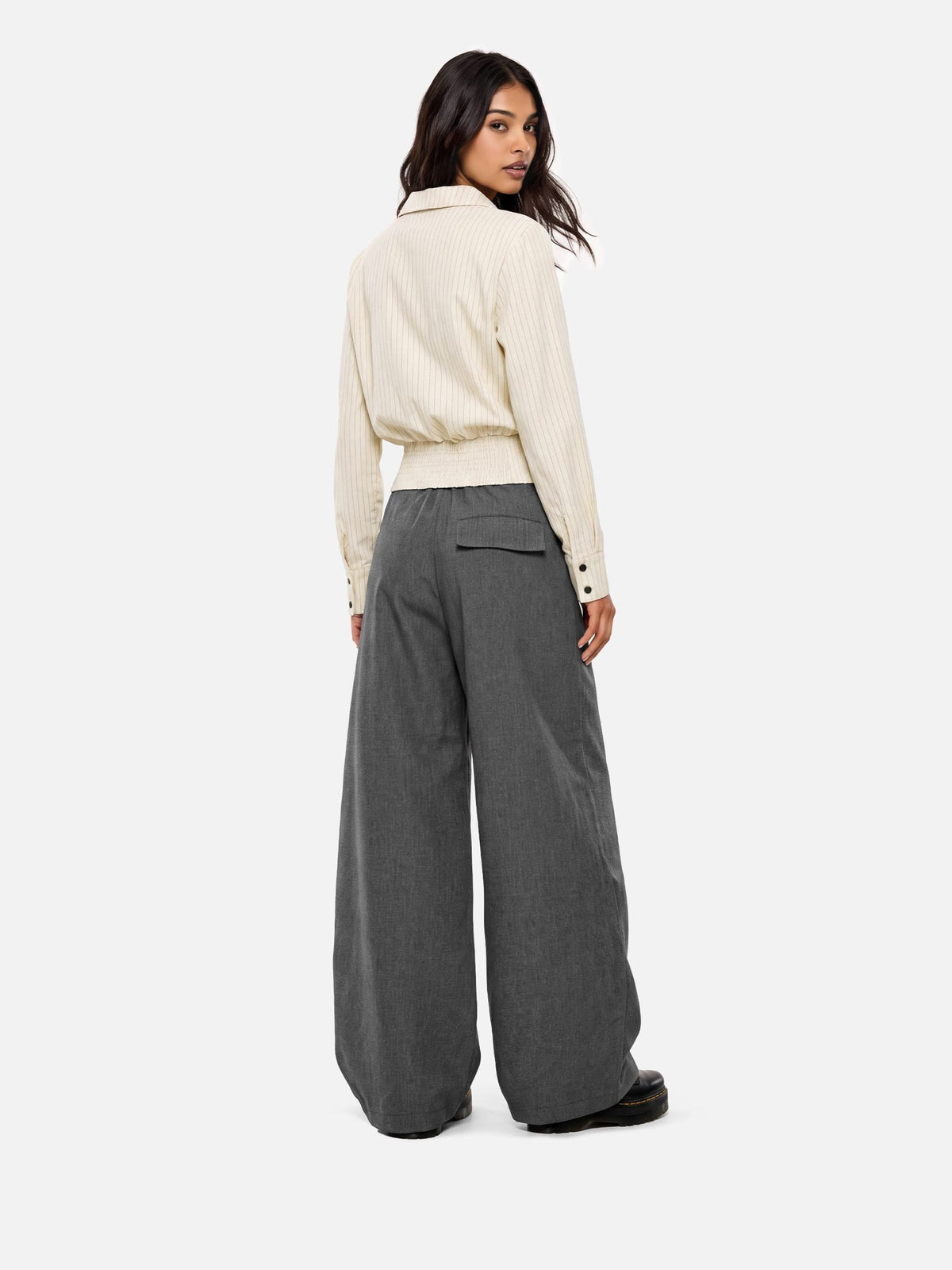 Asymmetric Button Long Sleeve Shirt Apricot - Aelfric Eden