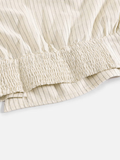 Asymmetric Button Long Sleeve Shirt Apricot - Aelfric Eden