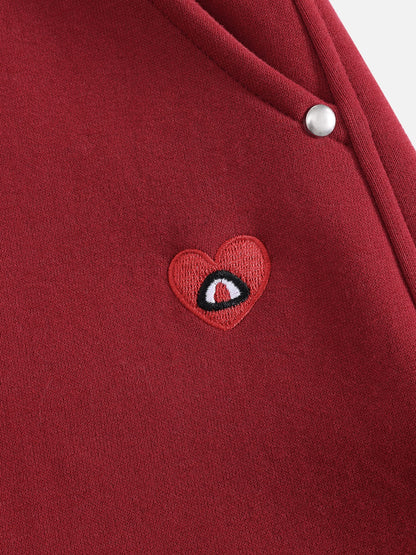 Boxy Script Embroidery Hoodie Sets Red - Aelfric Eden