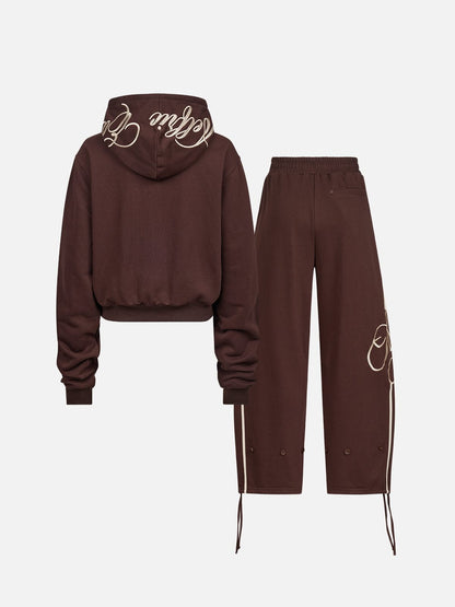 [Pre-Order] Boxy Striped Embroidery Sets Brown - Aelfric Eden