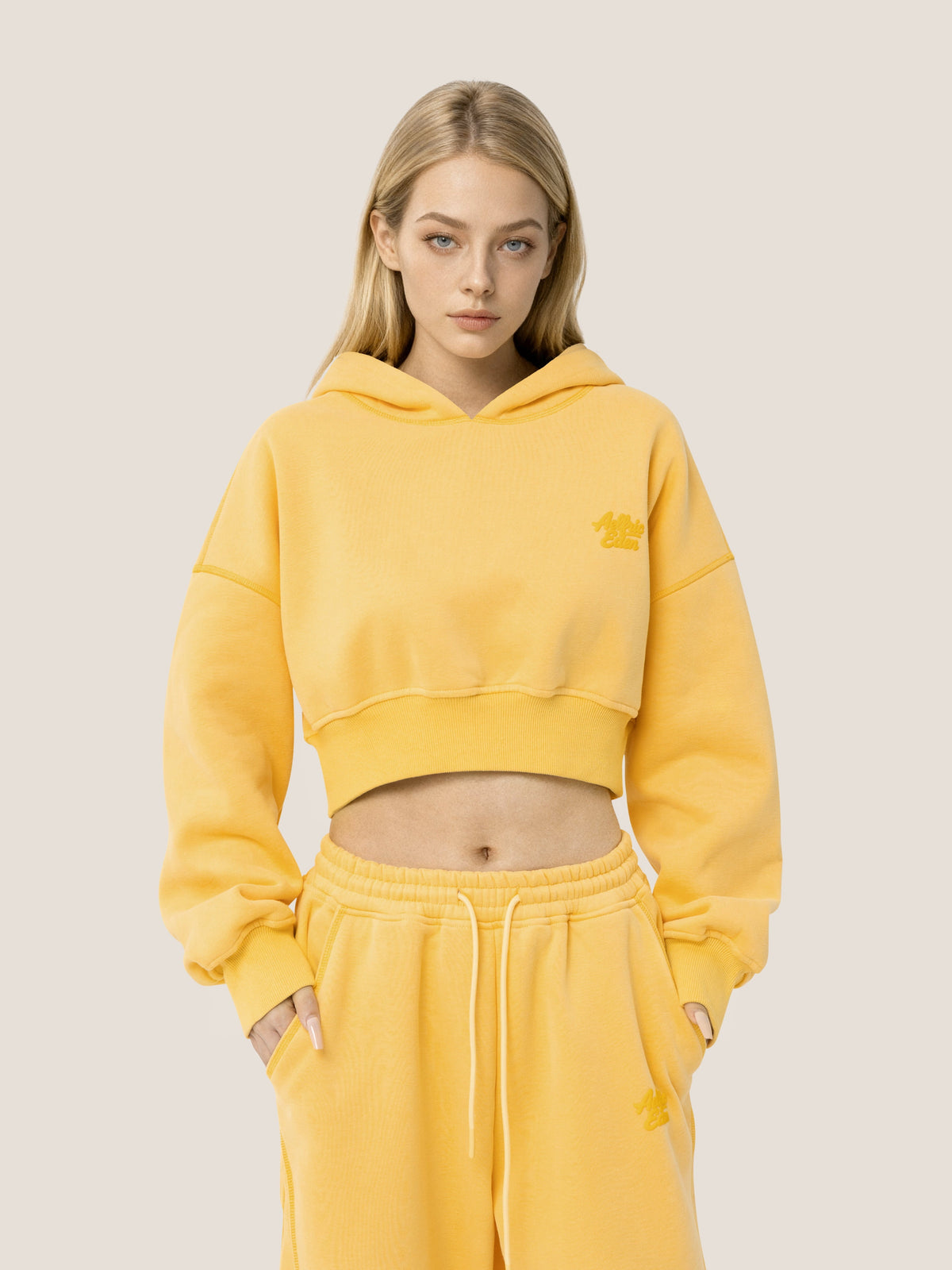 Soufflé Cropped Hoodie Sets Yellow - Aelfric Eden