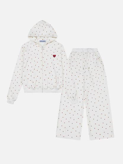 Strawberry Knit Hoodie Sets Blue - Aelfric Eden