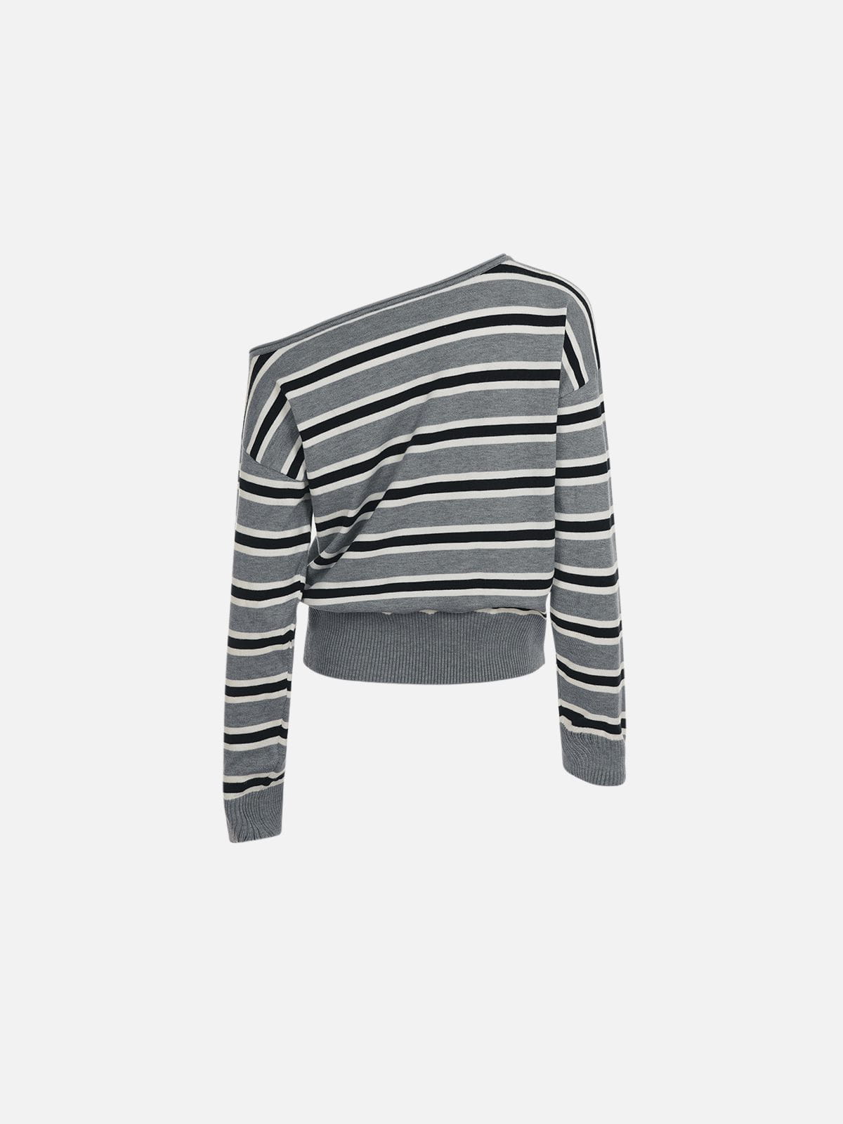 Striped Off-The-Shoulder Sweater Grey - Aelfric Eden