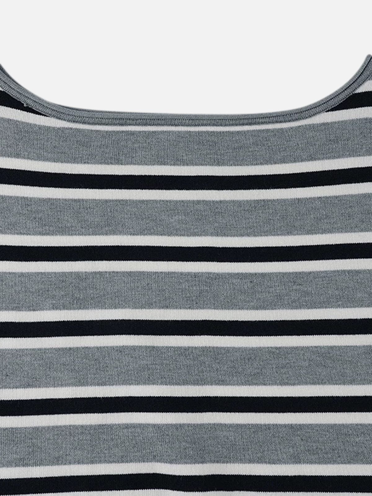 Striped Off-The-Shoulder Sweater Grey - Aelfric Eden