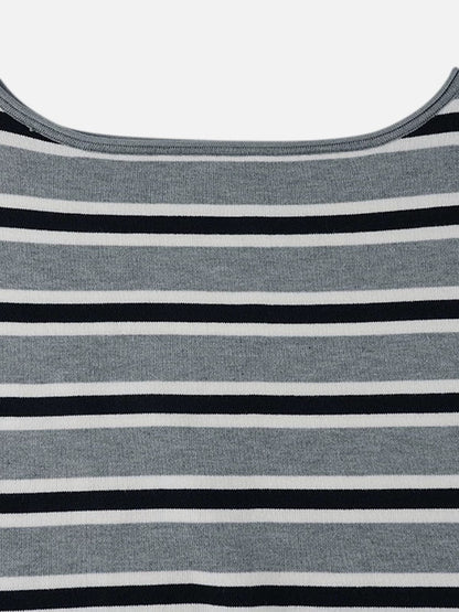 Striped Off-The-Shoulder Sweater Grey - Aelfric Eden