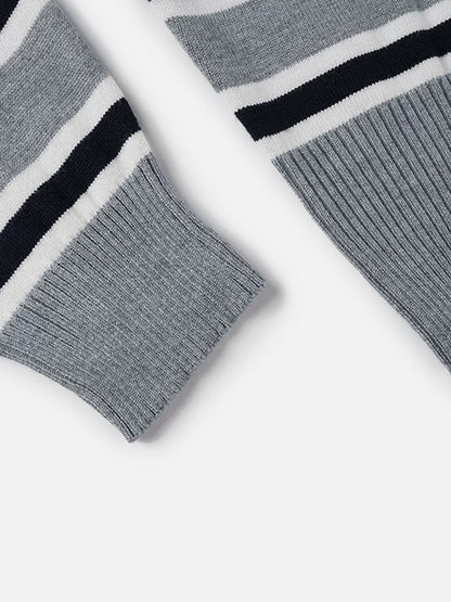 Striped Off-The-Shoulder Sweater Grey - Aelfric Eden