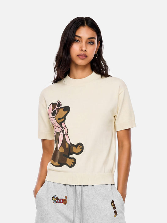 Boxy Dachshund Knit Tee Apricot - Aelfric Eden