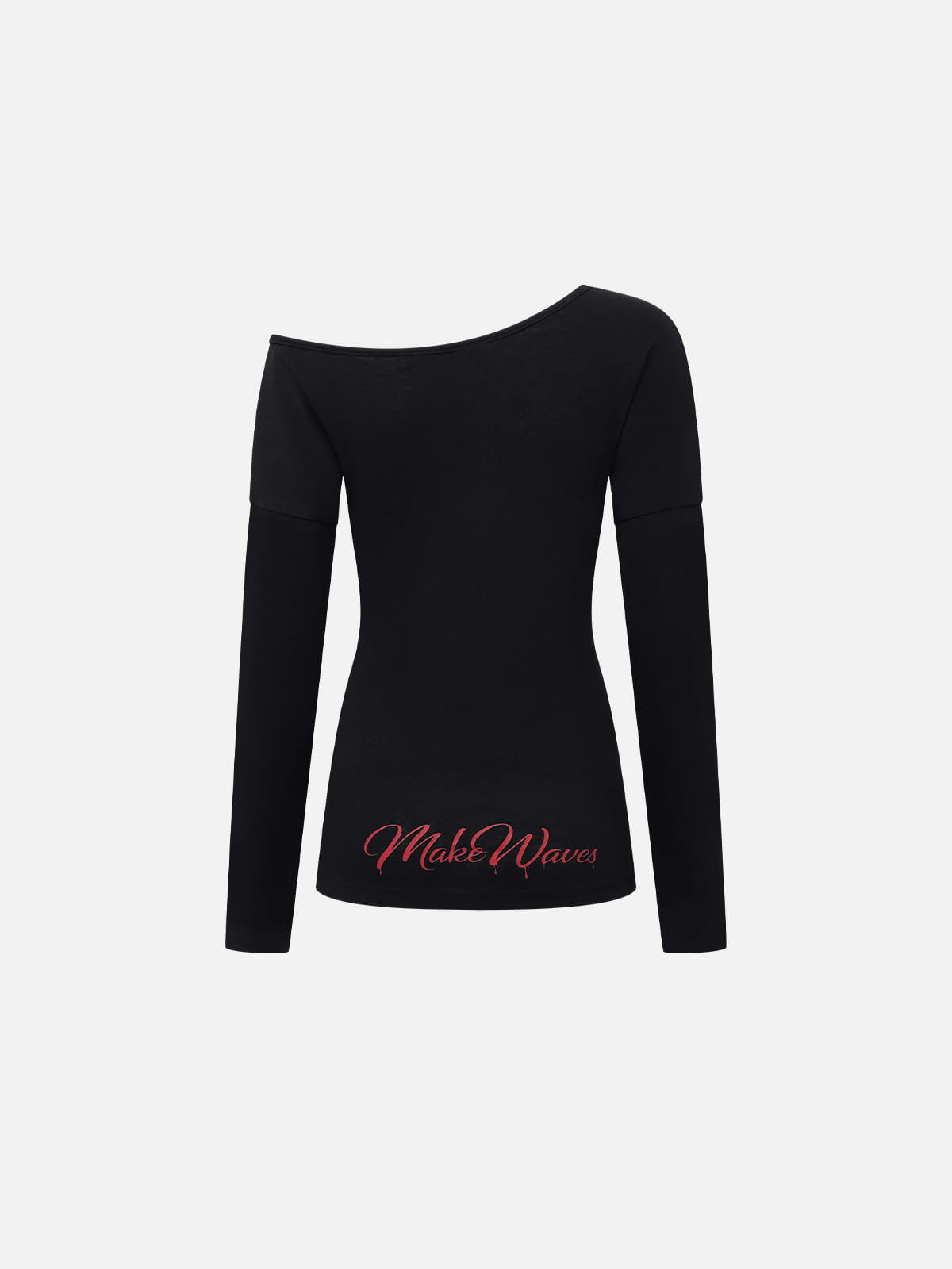 Off-The-Shoulder Script Long Sleeve Tee White - Aelfric Eden