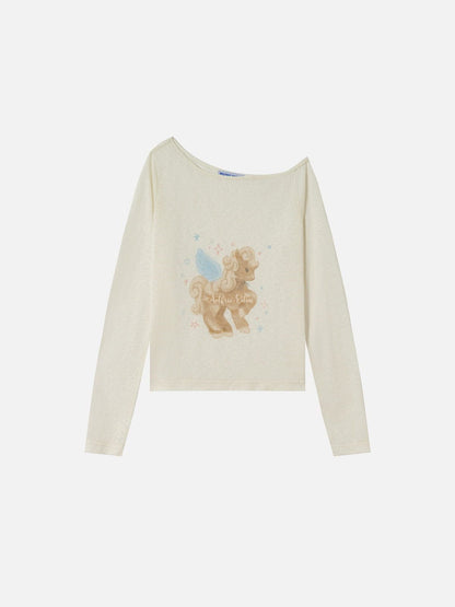 Angel Pony Long Sleeve Tee Apricot - Aelfric Eden