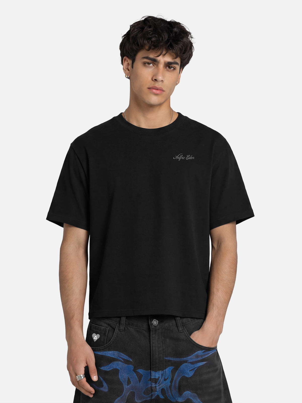 Logo Embroidered Tee Black - Aelfric Eden
