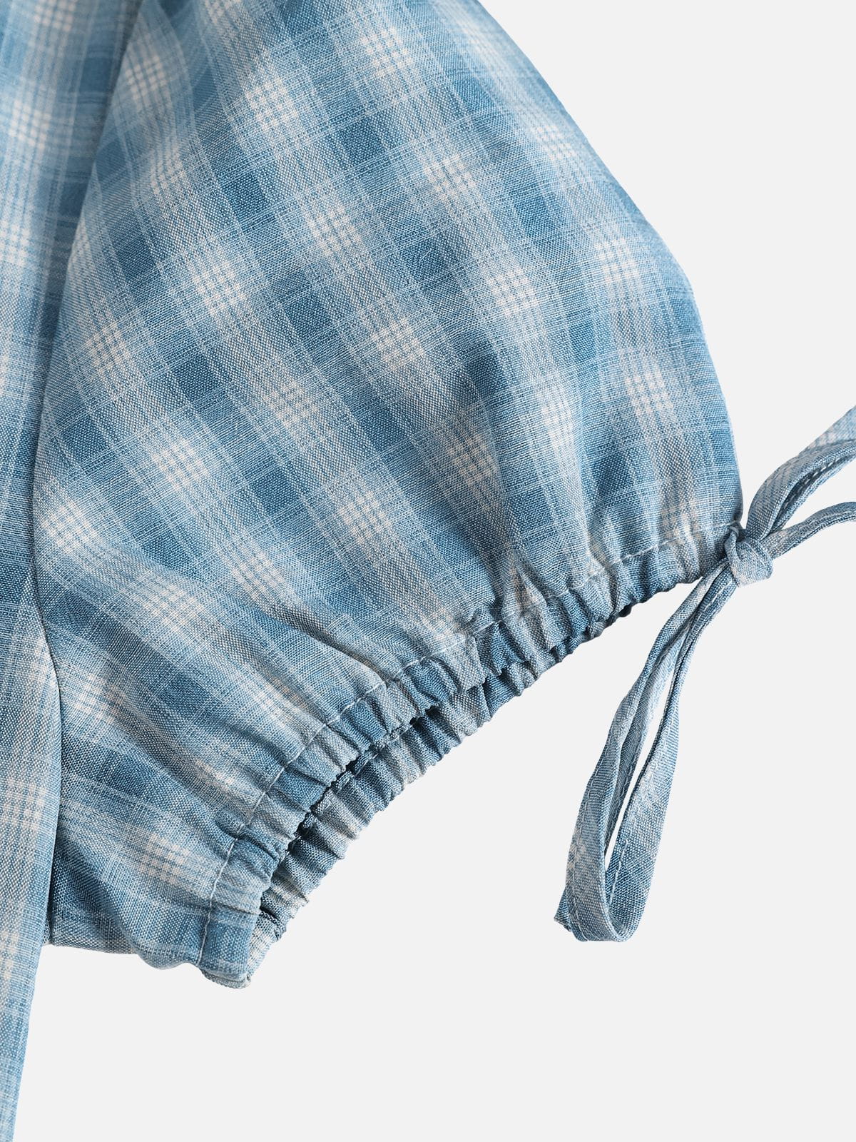 Plaid Dog Short Sleeve Shirt Light Blue - Aelfric Eden