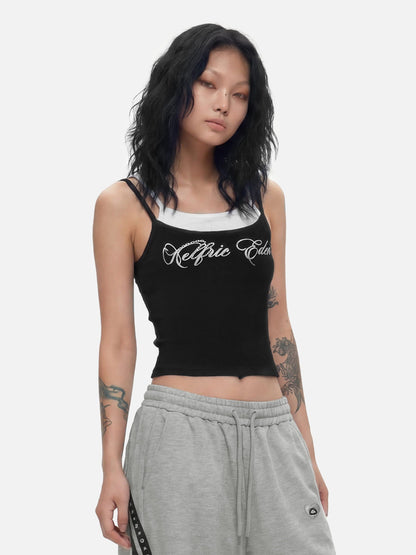 Contrast Layered Padded Cami Top Black - Aelfric Eden