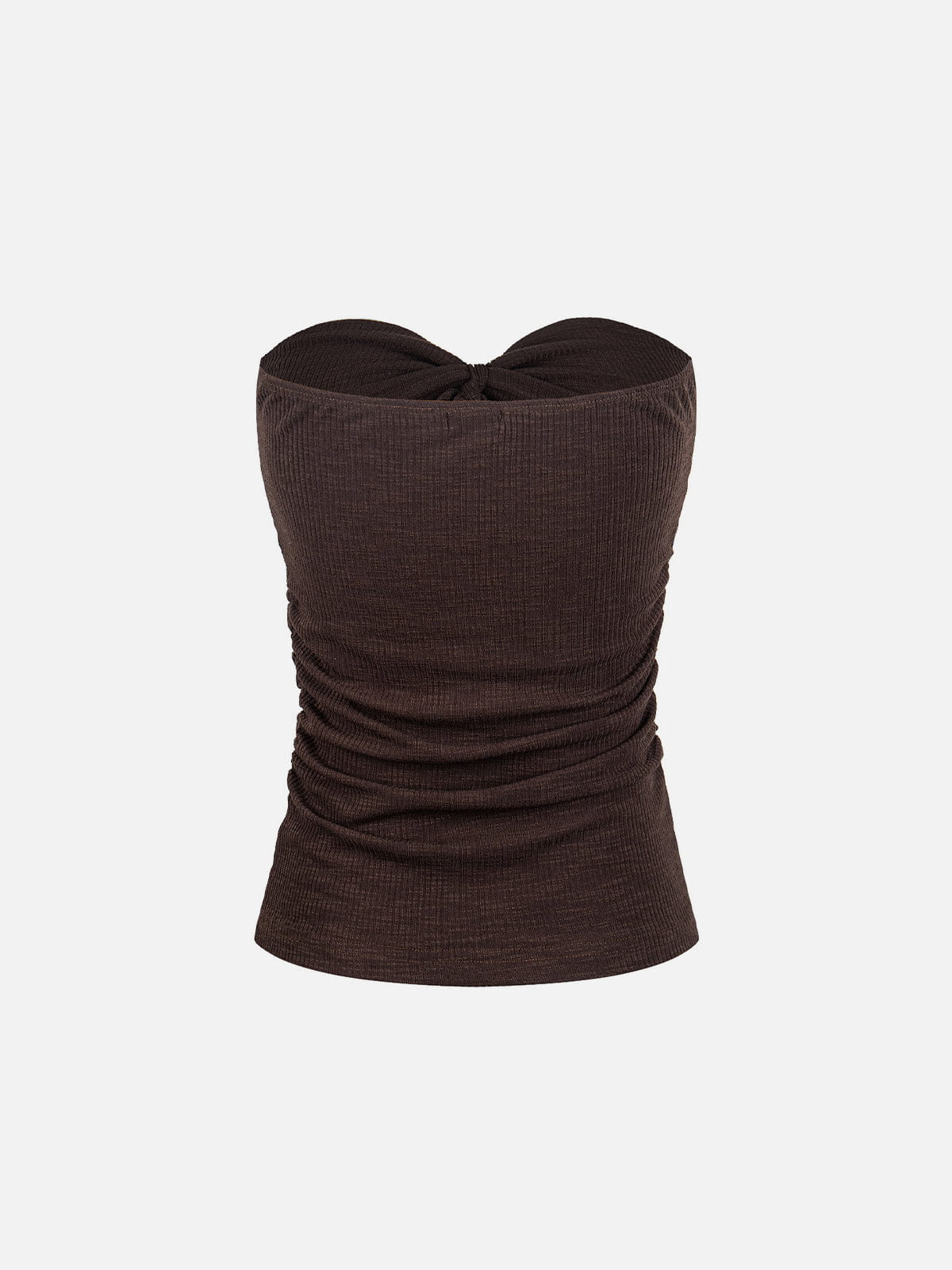 Ruched Tie Front Tube Top Brown - Aelfric Eden