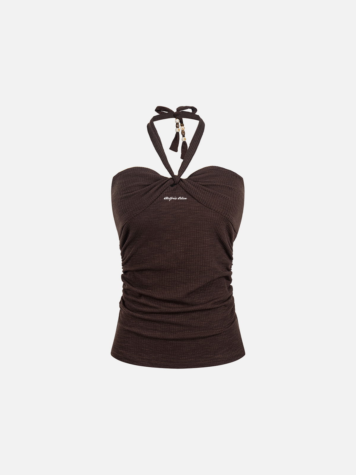 Ruched Tie Front Tube Top Brown - Aelfric Eden