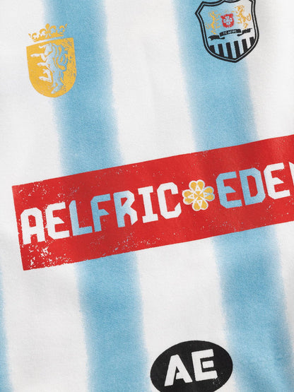 77 Stripe Patchwork Print Sweatshirt Blue - Aelfric Eden