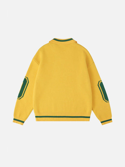 Number Graphic Polo Sweater Yellow - Aelfric Eden