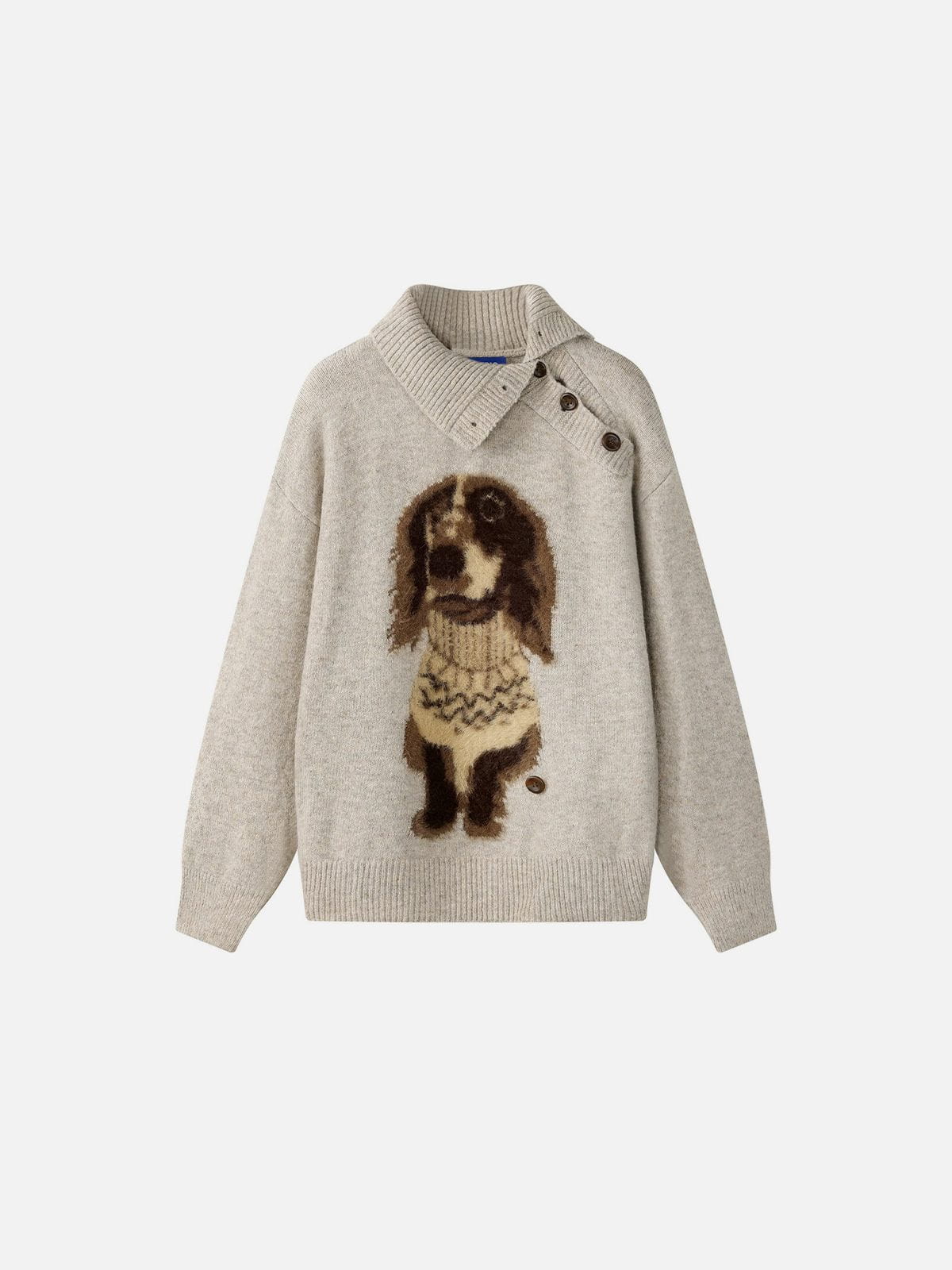 Dachshund Jacquard Sweater Grey - Aelfric Eden