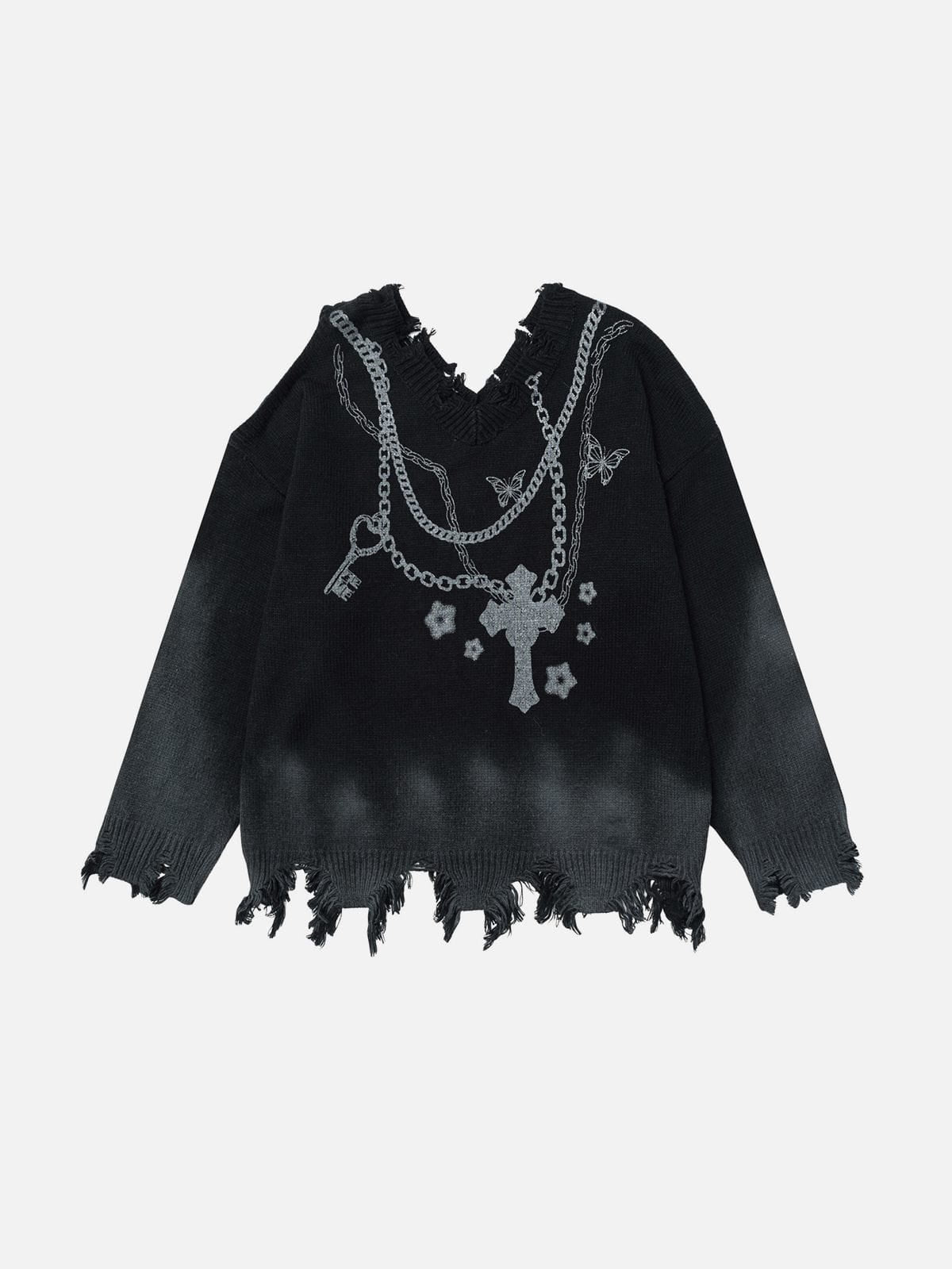 Distressed Sweater Black - Aelfric Eden