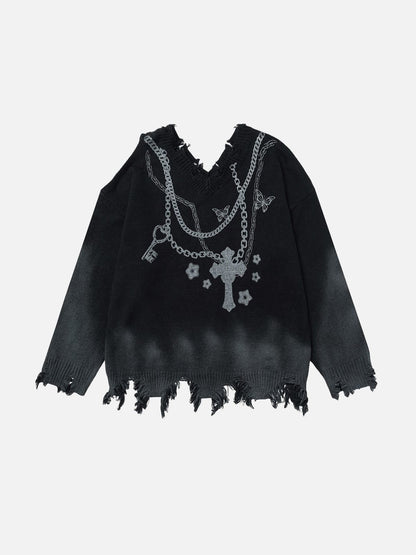 Distressed Sweater Black - Aelfric Eden
