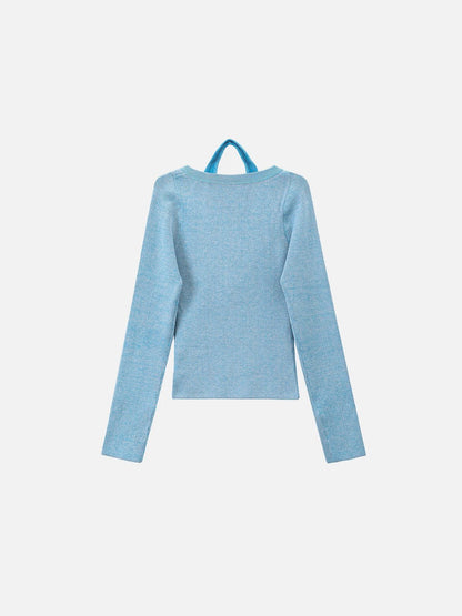 Layered Halter Neck Sweater Blue - Aelfric Eden