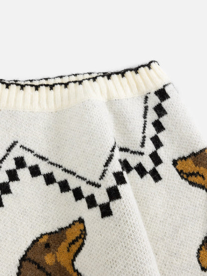 Dachshund Off-The-Shoulder Sweater Apricot - Aelfric Eden