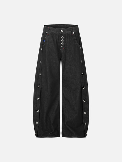 Grommet Baggy Barrel Jeans Black - Aelfric Eden