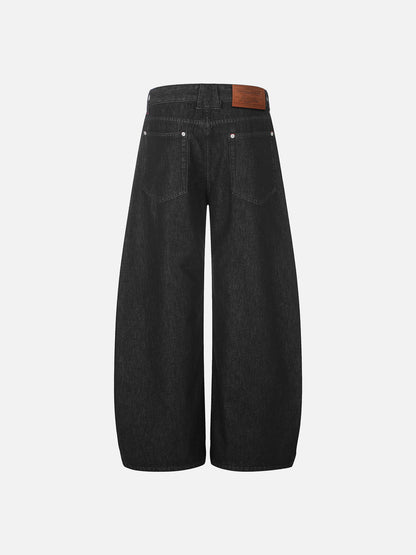 Grommet Baggy Barrel Jeans Black - Aelfric Eden
