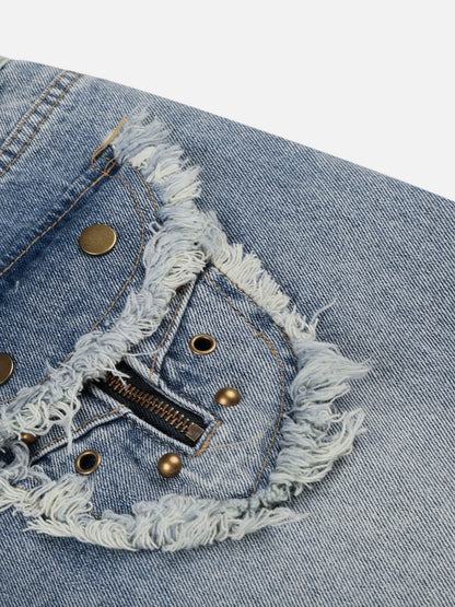 Washed Frayed Jeans Blue - Aelfric Eden