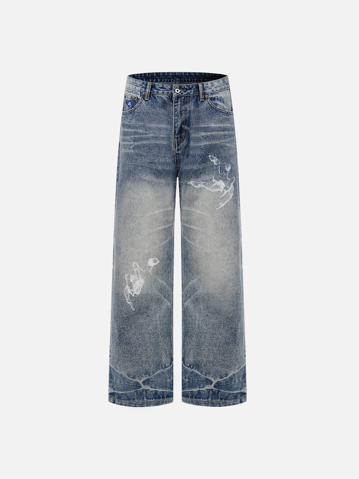 Washed Print Jeans Blue - Aelfric Eden