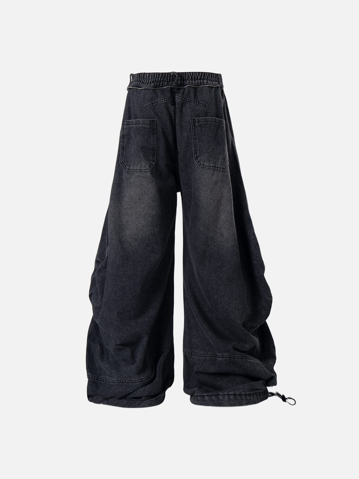 Detachable Plaid Layer Baggy Jeans Black - Aelfric Eden
