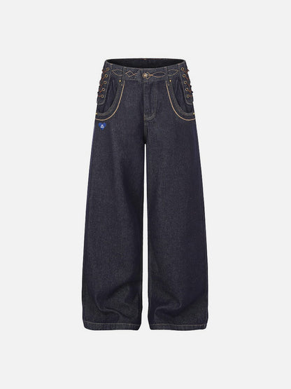 Lace-Up Jeans Black - Aelfric Eden