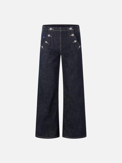 Button Pocket Jeans Dark Blue - Aelfric Eden