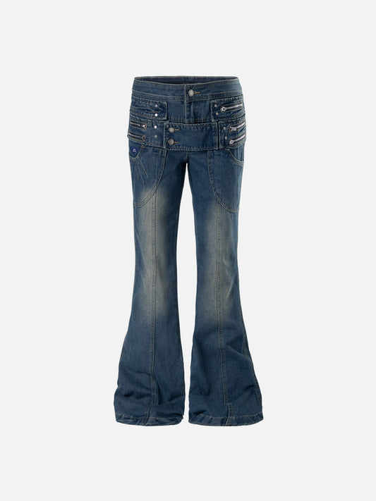 Zip Pocket Bootcut Jeans Black - Aelfric Eden