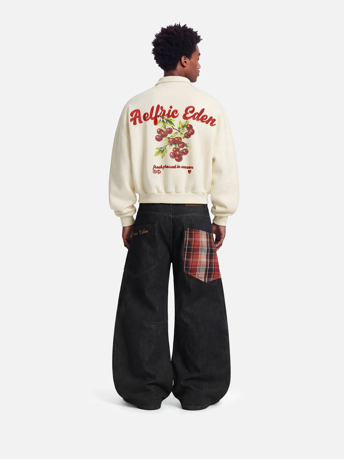Cherry Graphic Boxy Zip Up Sweatshirt Apricot - Aelfric Eden