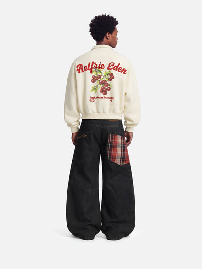 Cherry Graphic Boxy Zip Up Sweatshirt Apricot - Aelfric Eden